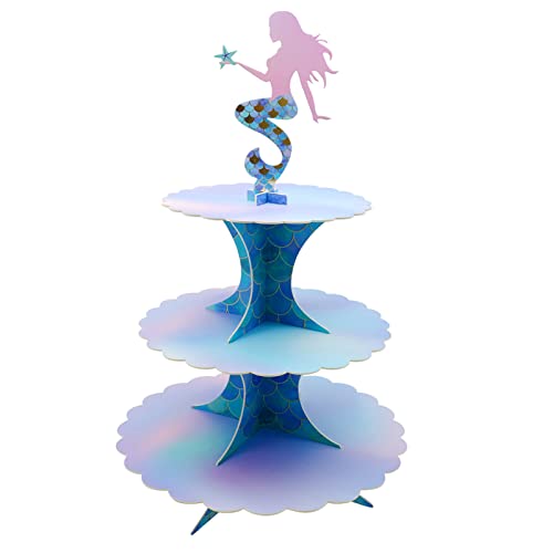 Mermaid Party Supplies 3 Tiers Cupcake Stand Birthday Baby Shower Party Favors Table Decor Cake Display