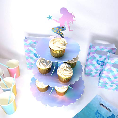 Mermaid Party Supplies 3 Tiers Cupcake Stand Birthday Baby Shower Party Favors Table Decor Cake Display