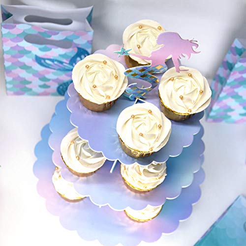 Mermaid Party Supplies 3 Tiers Cupcake Stand Birthday Baby Shower Party Favors Table Decor Cake Display