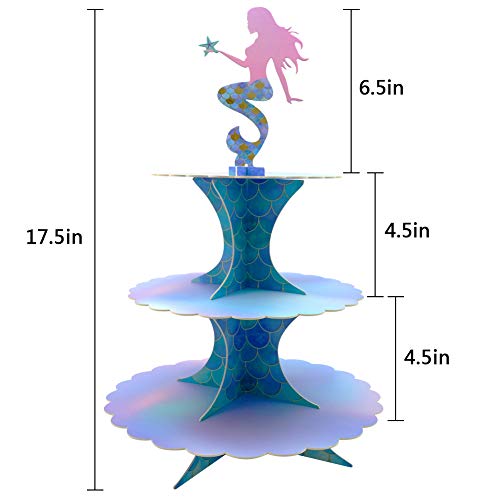 Mermaid Party Supplies 3 Tiers Cupcake Stand Birthday Baby Shower Party Favors Table Decor Cake Display