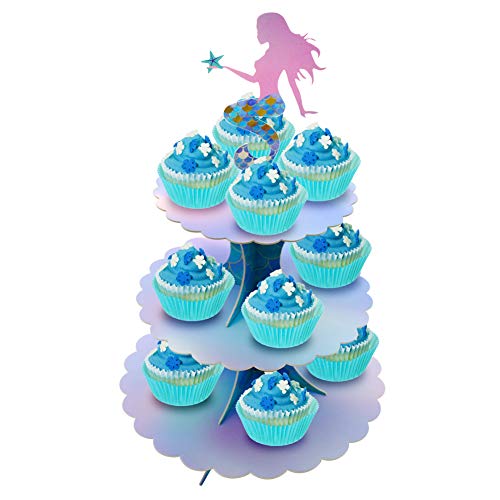 Mermaid Party Supplies 3 Tiers Cupcake Stand Birthday Baby Shower Party Favors Table Decor Cake Display