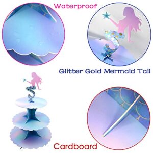 Mermaid Party Supplies 3 Tiers Cupcake Stand Birthday Baby Shower Party Favors Table Decor Cake Display