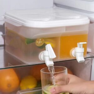 CGIZEA Plastic Drink Dispenser with 2 Spigots for Fridge, Beverage Drink Dispenser Countertop Water Container Iced Juice Lemonade Dispenser for Daily Party Use, 1.32 Gallon