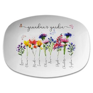 personalized grandma's garden platter,custom birth month platter with grandchild's name,personalized family platter,unique mother's day gift for grandma mom,20cm*30cm(style3)