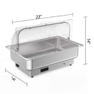 RIEDHOFF Transparent Lid Electric Chafing Dish Set, 2 x 1/2 Pan, silver