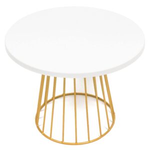white cake stand for elegant dessert table displays, easy-to-clean round gold cake stand or cupcake stand for weddings, birthdays & all party occasions (10-inch)
