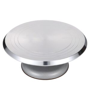wobell aluminium alloy rotating cake stand 12 inch revolving cake turntable for cake, cupcake decorating supplies