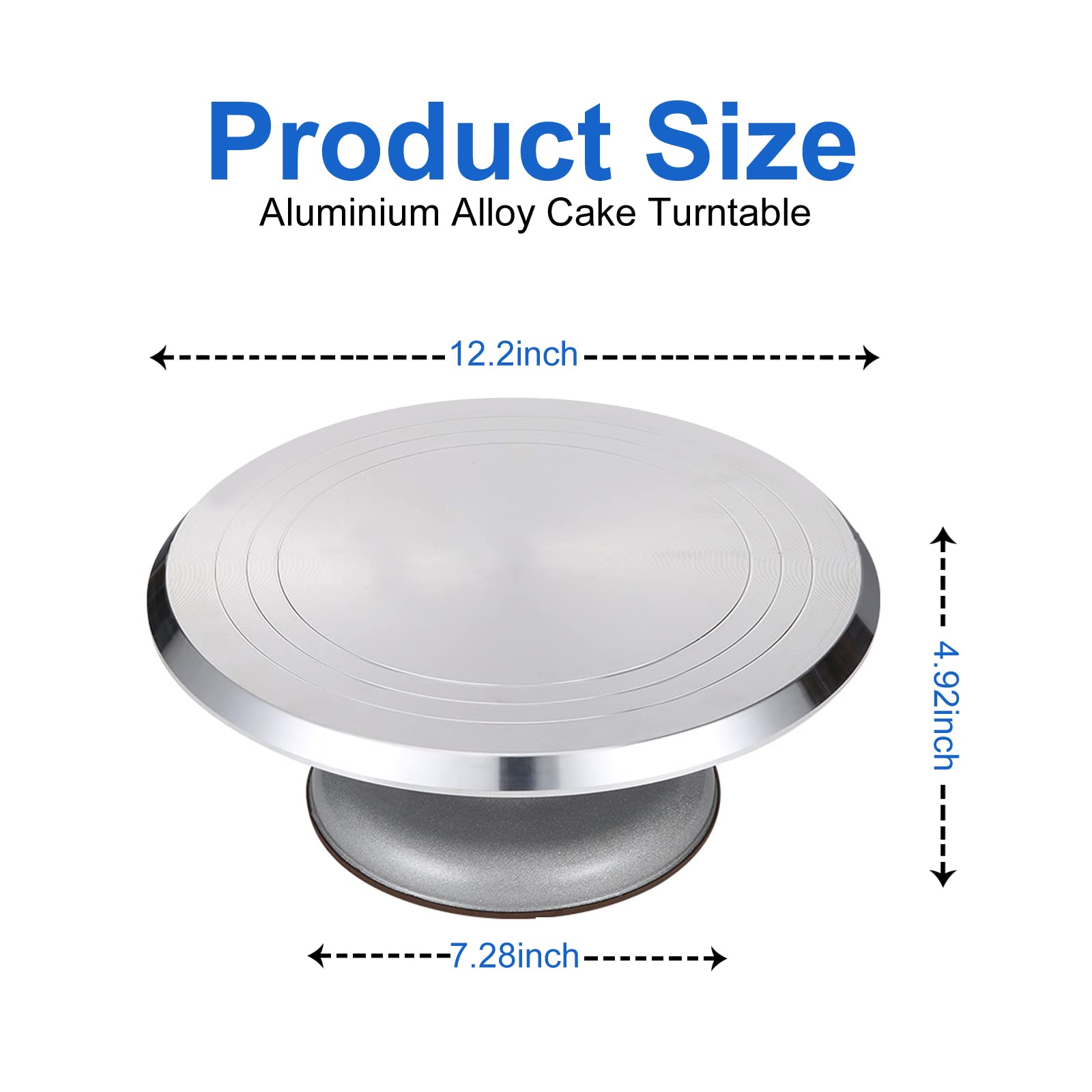 WObell Aluminium Alloy Rotating Cake Stand 12 Inch Revolving Cake Turntable for Cake, Cupcake Decorating Supplies