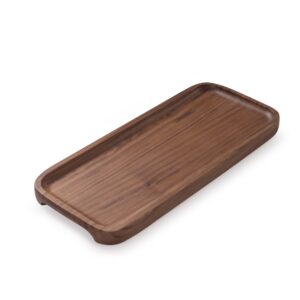 insunen walnut serving tray platter rectangle, natural wood trays for food bbq party buffet dessert appetizer, small wooden trays for fruits cookie bread (11.8x5in)