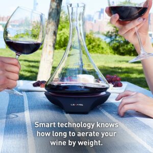 LEVARE Electric Aerator and Glass Decanter Set, Smart Swirl Aerating Base Ages Wine in Minutes, Premium Aeration for Sommeliers, Wine Enthusiasts (Piano Black)