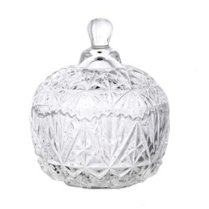 nn glass candy storage jar with lid clear sugar dish crystal covered candy bowl apothecary food buffet container holder