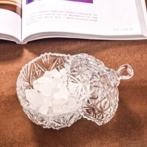 NN Glass Candy Storage jar with Lid Clear Sugar Dish Crystal Covered Candy Bowl Apothecary Food Buffet Container Holder