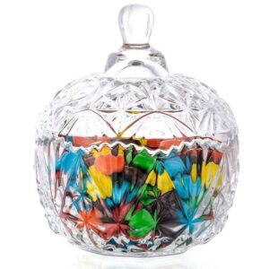 NN Glass Candy Storage jar with Lid Clear Sugar Dish Crystal Covered Candy Bowl Apothecary Food Buffet Container Holder