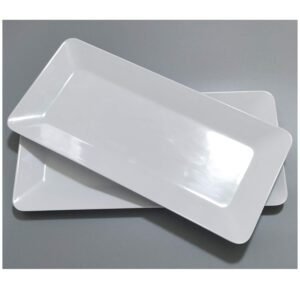 kx-ware 17-inches melamine serving platters/rectangular trays for party | set of 2 white, dishwasher safe, bpa free