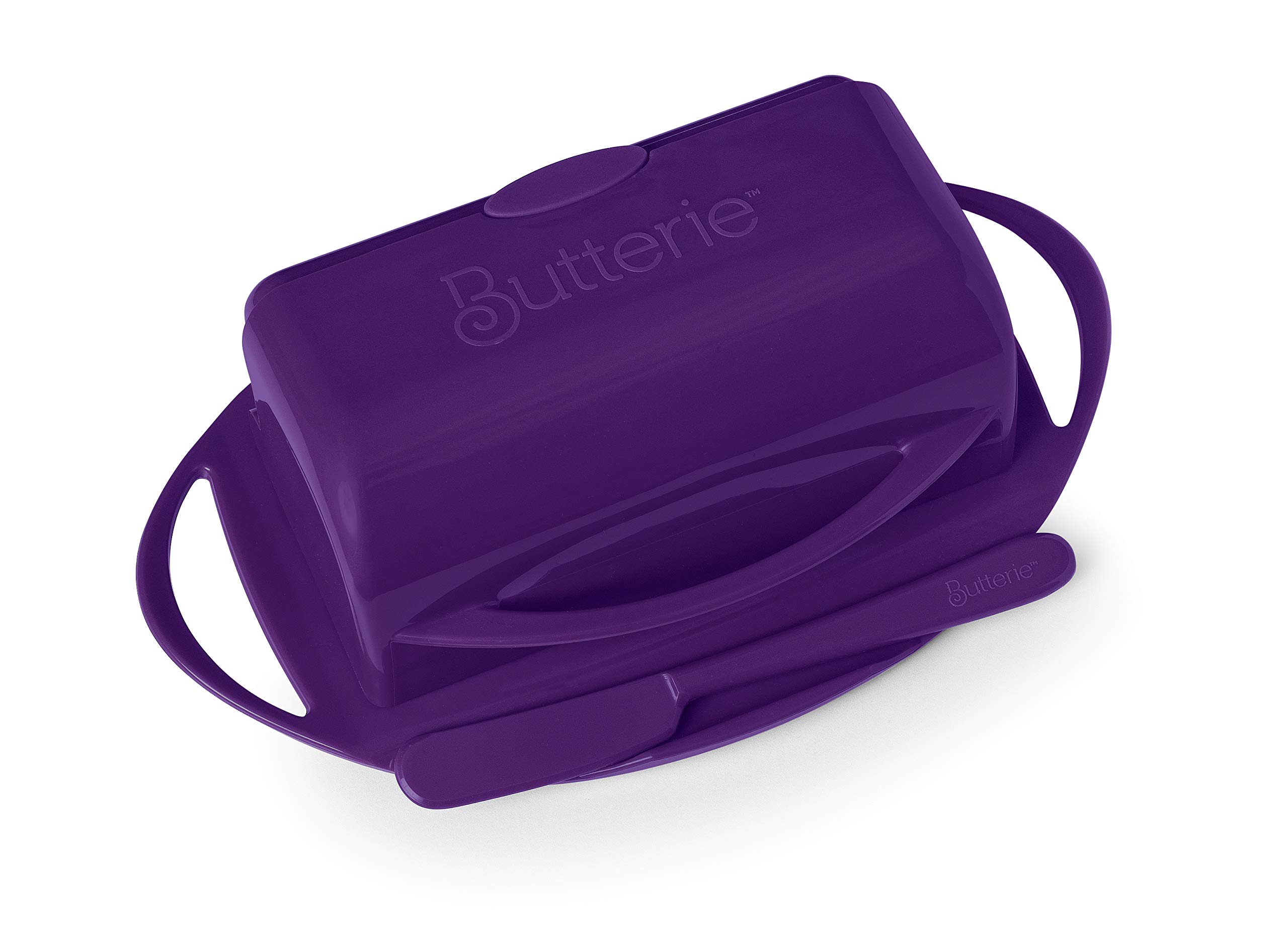 Butterie Flip-Top Butter Dish and Toaster Tongs Bundle (Purple)