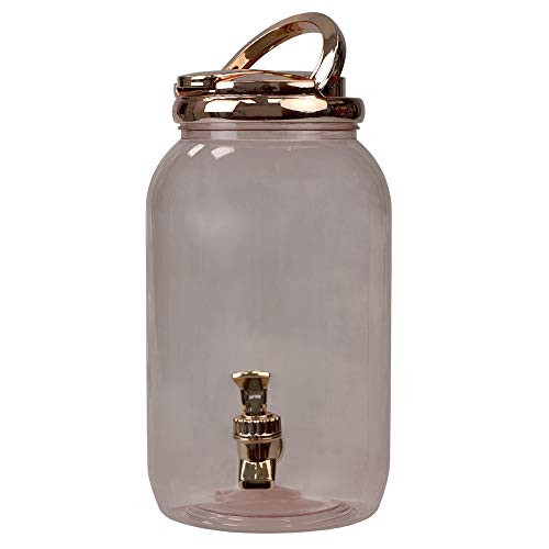 Drink Dispenser, Rose Gold (Single Pack) By Home Basics | Plastic Drink Dispenser, With Spigot and Carrying Lid