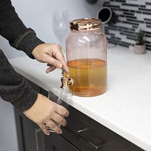 Drink Dispenser, Rose Gold (Single Pack) By Home Basics | Plastic Drink Dispenser, With Spigot and Carrying Lid