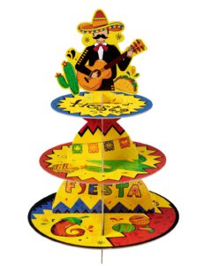 wernnsai mexican fiesta 3-tier cupcake stand, yellow, paper