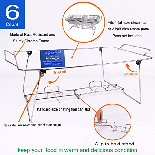 6 Pack Chafing Dish Wire Rack Buffet Stand Folding Easy-carrying Wire frame Serving Trays Food Warmer Rack, full size