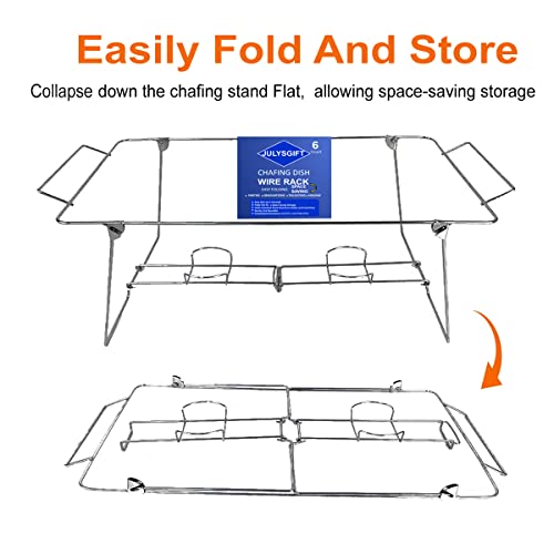 6 Pack Chafing Dish Wire Rack Buffet Stand Folding Easy-carrying Wire frame Serving Trays Food Warmer Rack, full size