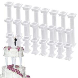 hooshion 24 pcs 3 size roman column cake tiered stands, fondant cakes tier separator support stand, cake pillars for wedding cakes, multilayer wedding cake decoration support tool sets