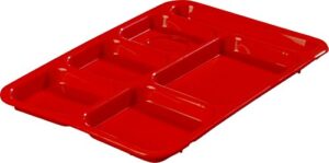 carlisle foodservice products p614r05 right-hand 6-compartment polypropylene tray, 10" x 14", red