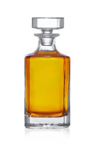 makerflo customizable whiskey decanter - 750ml glass alcohol decanter with airtight bottle stopper - ideal personalized gift for all occasions - clear (1 piece) - suitable for engraving.