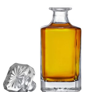 Makerflo Customizable Whiskey Decanter - 750ml Glass Alcohol Decanter with Airtight Bottle Stopper - Ideal Personalized Gift for All Occasions - Clear (1 Piece) - Suitable for engraving.