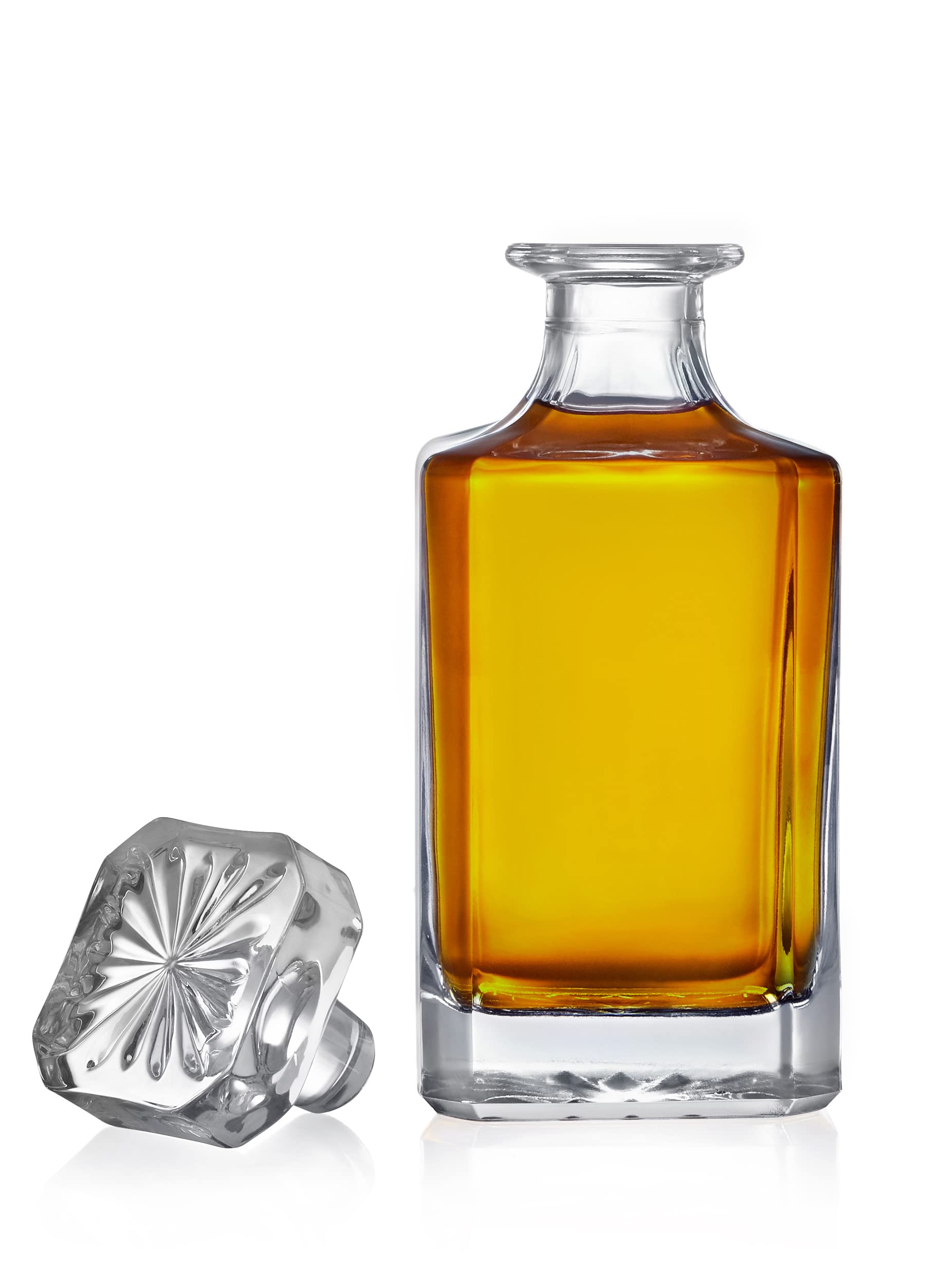 Makerflo Customizable Whiskey Decanter - 750ml Glass Alcohol Decanter with Airtight Bottle Stopper - Ideal Personalized Gift for All Occasions - Clear (1 Piece) - Suitable for engraving.