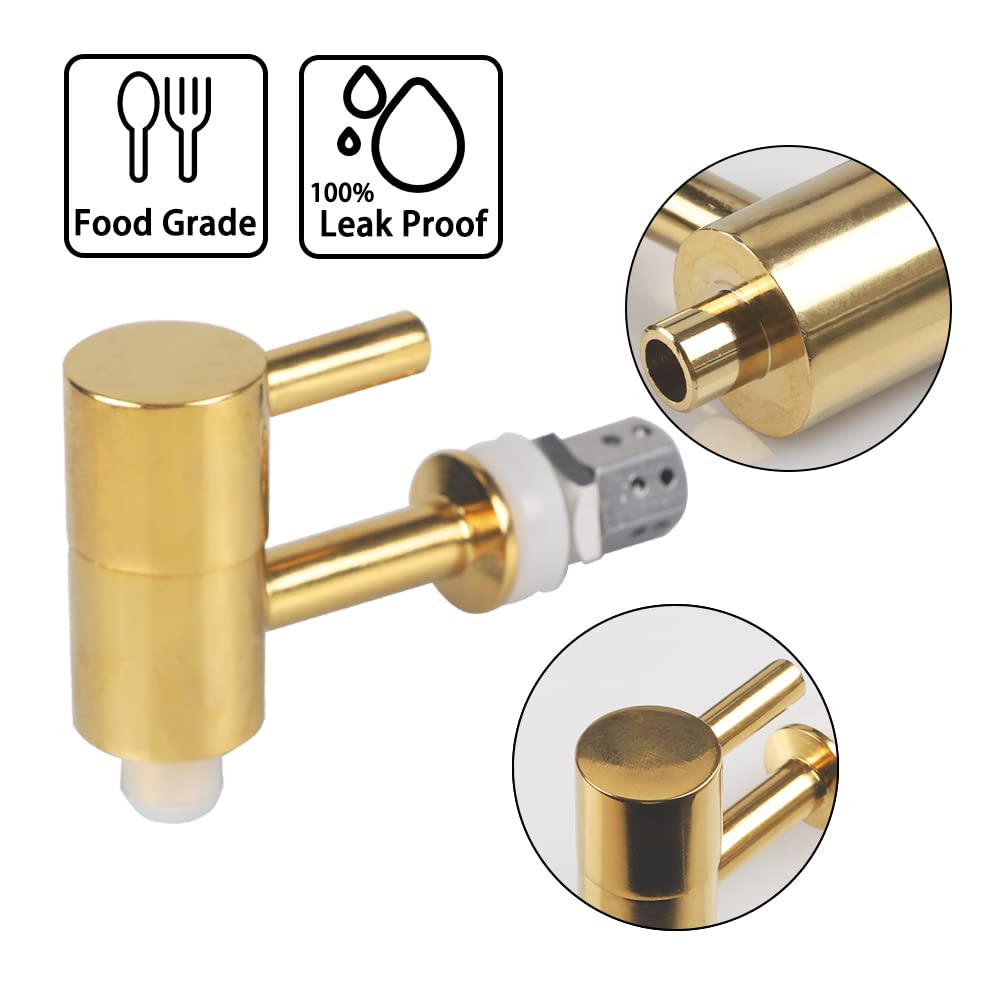 Beverage Dispenser Faucet Stainless Steel Spigot Gold Chrome Valve Replacement Tap No-Lead with Anti-Clogging Cap for Glass Jar Wine Beer Barrel Drink Dispenser by GwenB（0.47”/12mm）