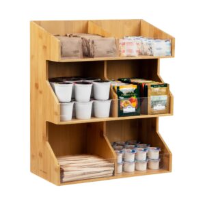 mind reader coffee pod condiment station, countertop organizer, kitchen, rayon from bamboo, 13" l x 6.25" w x 15.25" h, brown