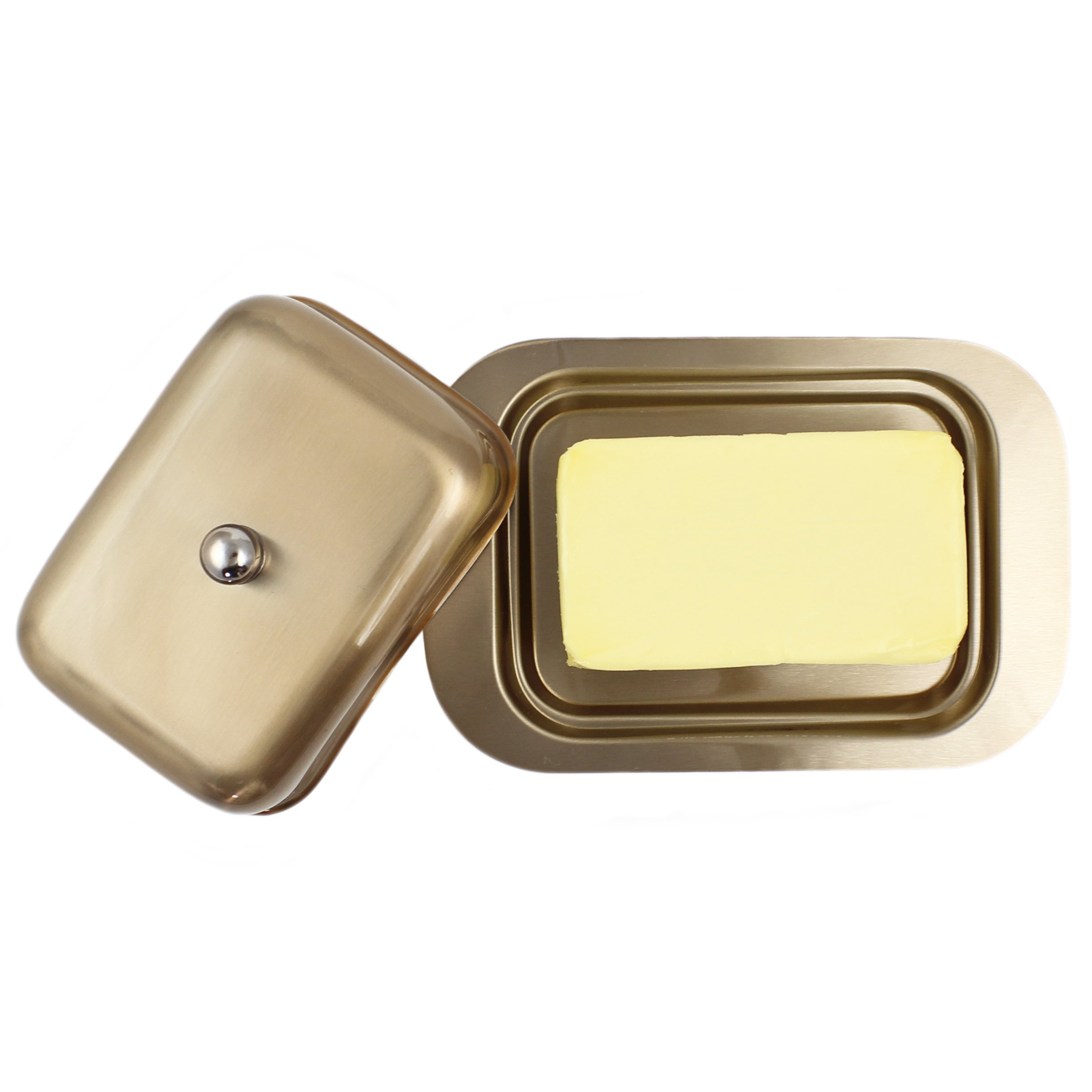 Zoie + Chloe Stainless Steel Butter Dish with Easy to Hold Lid