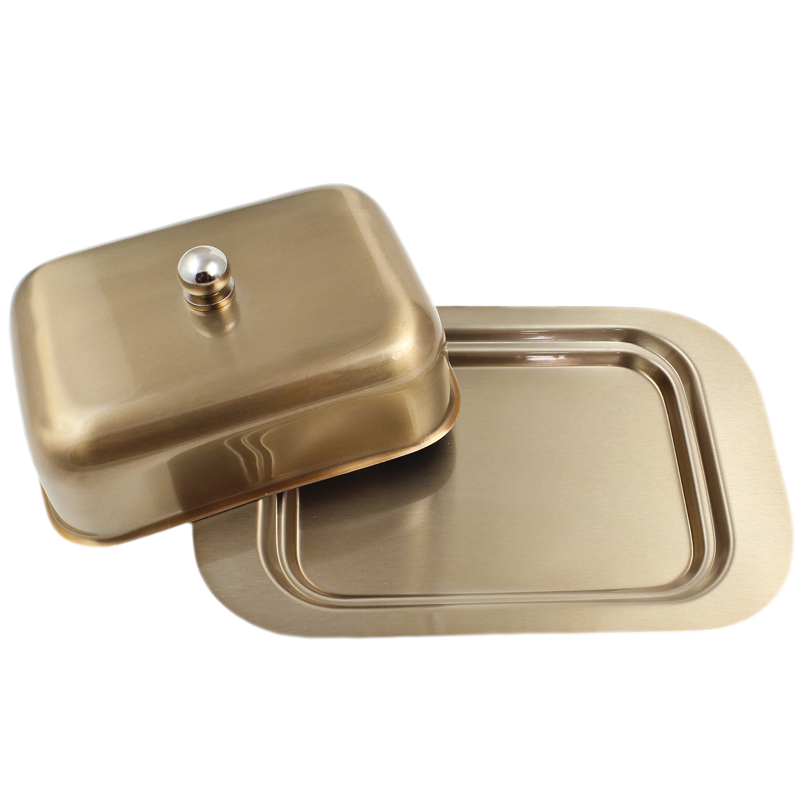 Zoie + Chloe Stainless Steel Butter Dish with Easy to Hold Lid