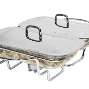 Galashield Chafing Dish Buffet Set Warming Tray with Lids Stainless Steel with 2 Oven Safe Glass Dishes Buffet Servers (1.5-Quart Each Tray)