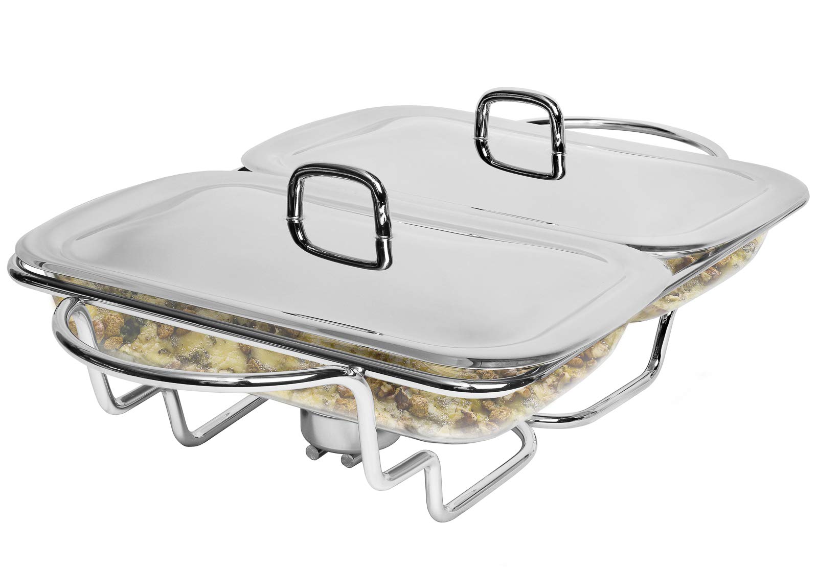 Galashield Chafing Dish Buffet Set Warming Tray with Lids Stainless Steel with 2 Oven Safe Glass Dishes Buffet Servers (1.5-Quart Each Tray)