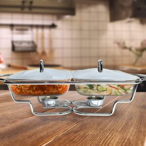 Galashield Chafing Dish Buffet Set Warming Tray with Lids Stainless Steel with 2 Oven Safe Glass Dishes Buffet Servers (1.5-Quart Each Tray)