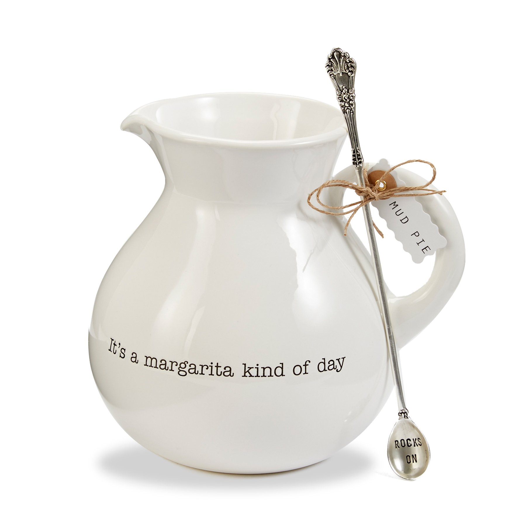 Mud Pie Margarita Pitcher Set, White