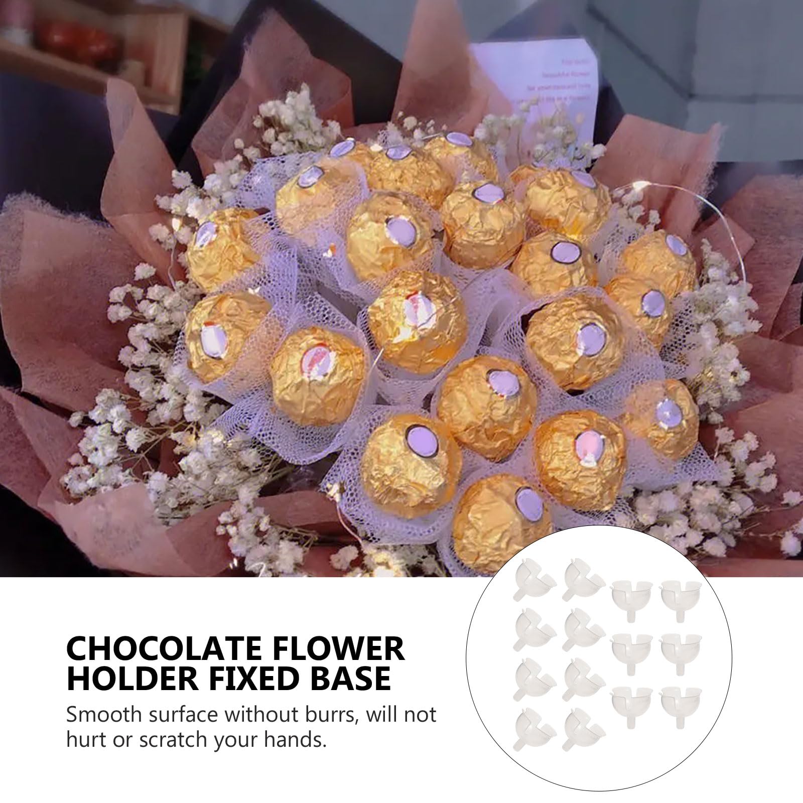 Milisten 50pcs Clear Chocolates Box Holder Candy Bouquet Wrapper Cups Clear Chocolate Flower Stem Fixed Base Candy Truffle Cup Holder