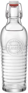 bormioli rocco officina water bottle | 37.25oz, italian glass pitcher | airtight seal & metal clamp | easy-to-carry handle, dishwasher safe, eco-friendly | safe for infused & carbonated drinks