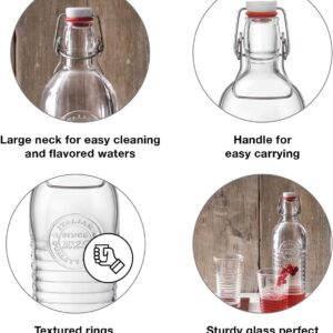 Bormioli Rocco Officina Water Bottle | 37.25oz, Italian Glass Pitcher | Airtight Seal & Metal Clamp | Easy-To-Carry Handle, Dishwasher Safe, Eco-Friendly | Safe For Infused & Carbonated Drinks