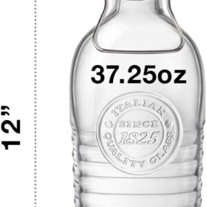 Bormioli Rocco Officina Water Bottle | 37.25oz, Italian Glass Pitcher | Airtight Seal & Metal Clamp | Easy-To-Carry Handle, Dishwasher Safe, Eco-Friendly | Safe For Infused & Carbonated Drinks