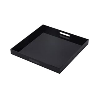 mukeen black king size large acrylic serving tray for bed-24x24 inch -spill proof- decorative trays countertop organizer for ottoman,nightstand, sidetable, butler (24x24 inch, black)