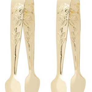 Fino Rose Sugar Tong, Gold-Plated Japanese Stainless Steel, Set of 2