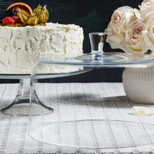 Footed Cake Plate - with Dome - Classic Clear Collection - for Cake - Cheese - Fruit - Plate is 13" Diameter - Dome is 11.5" Diameter - Made in Europe - by Barski