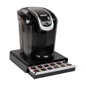mind reader single serve coffee pod drawer, 36 pod capacity, countertop organizer, 13.25"l x 12.75"w x 2.75"h, black