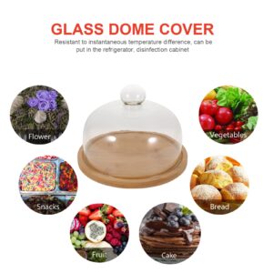 Round Cake Tray with Dome Glass Cake Plate Server and Clear Glass Dome Cake Stand Serving Tray Dessert Plate Fruit Platter with Glass Cover 8 inch