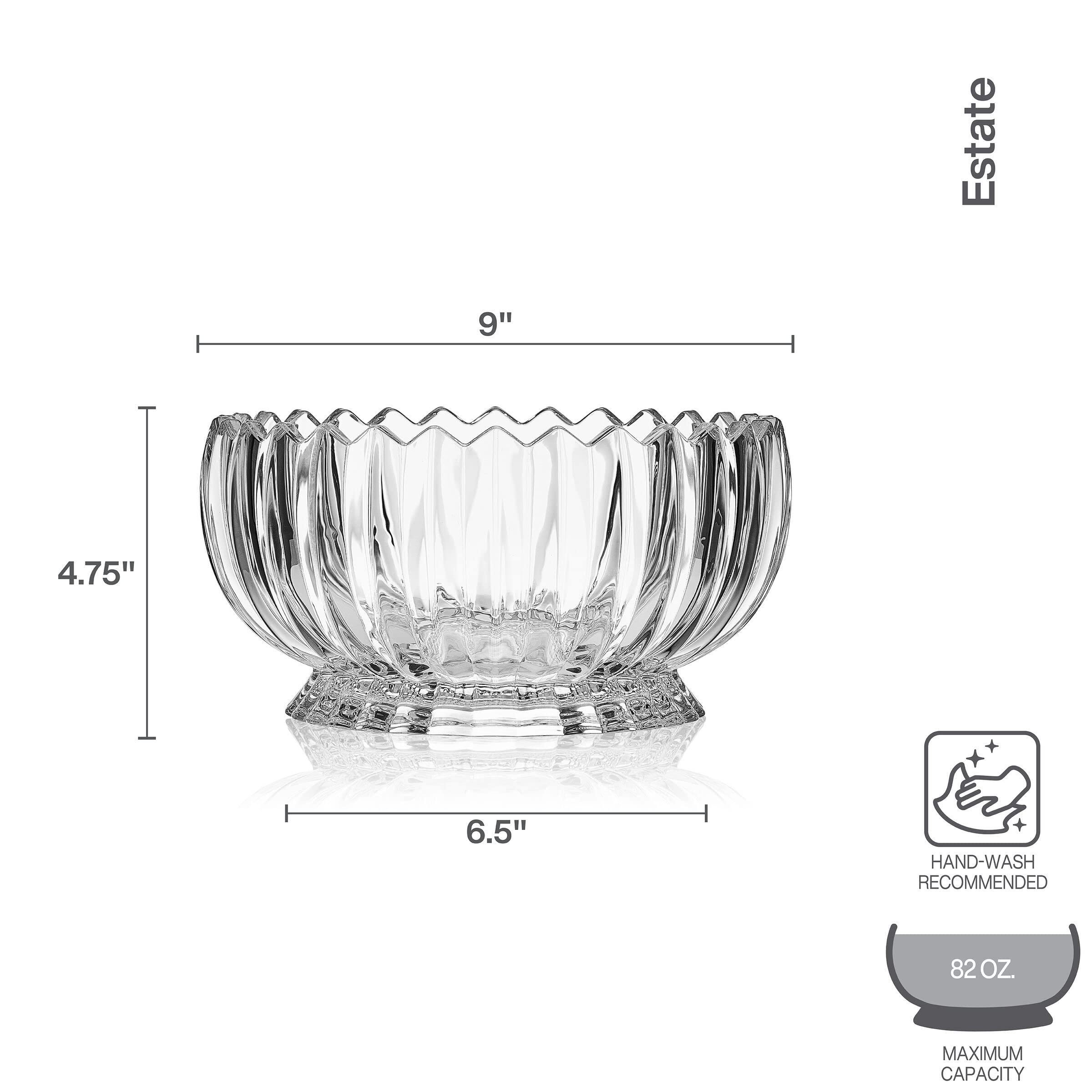 Mikasa Estate Crystal Footed Bowl, Serving Tray, Clear