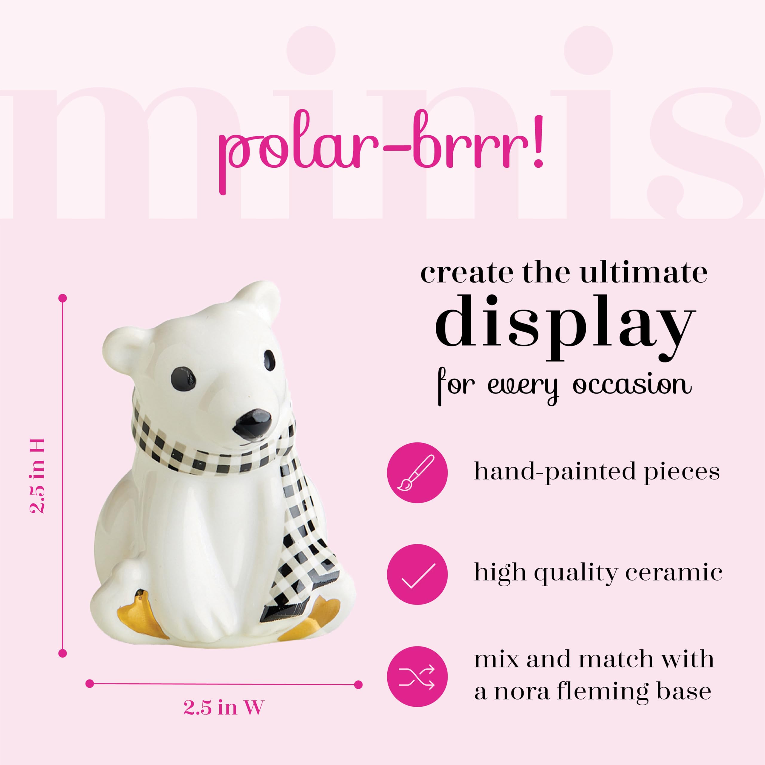 Nora Fleming Polar Brrr! (Polar Bear) - Hand-Painted Ceramic Christmas Decor - Winter Minis for The Home and Office