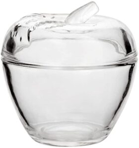 mozacona glass relief apple sugar bowl candy dish food storage container with lid