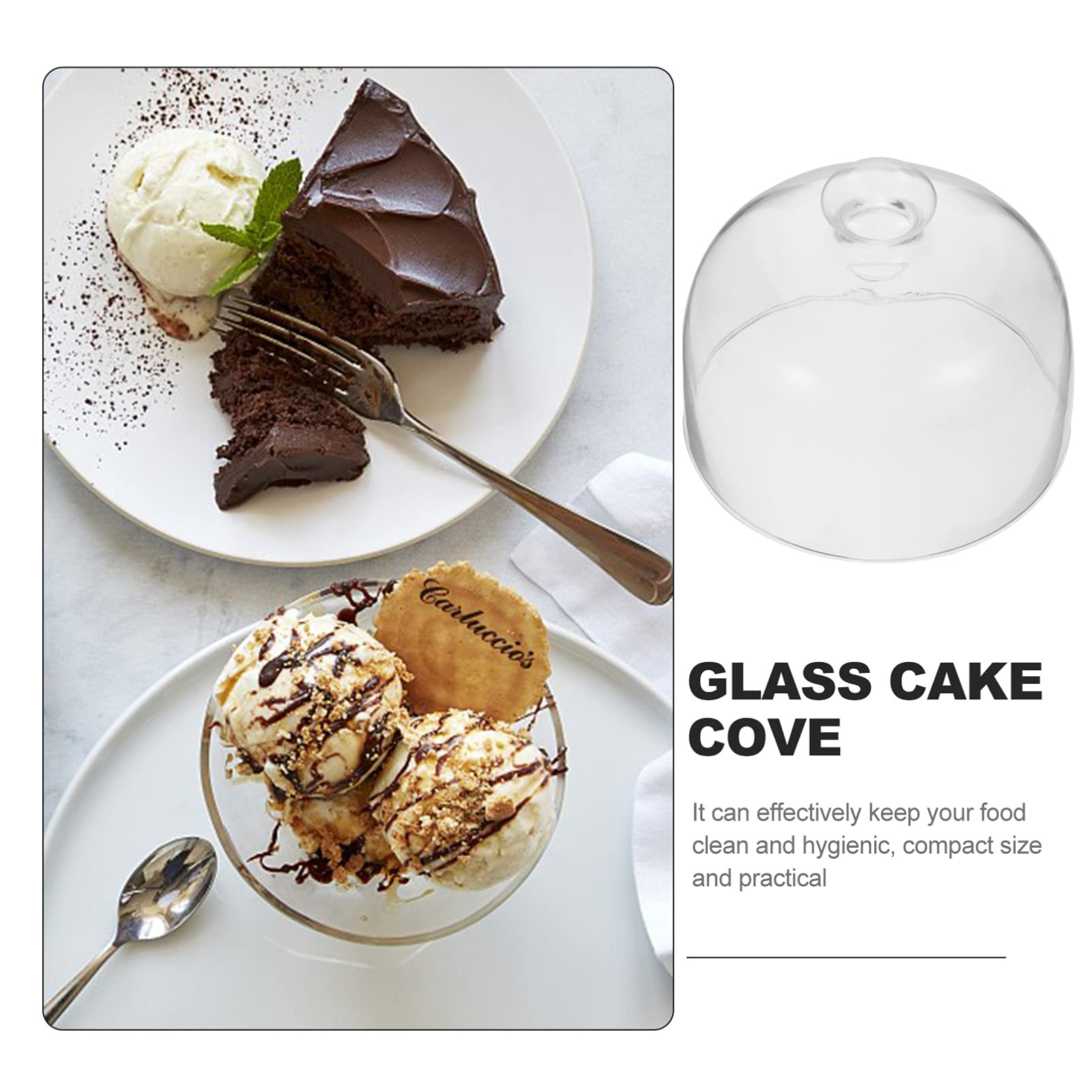 BESPORTBLE Glass Cake Dome Glass Round Cake Cover Food Plate Lid Clear Dust- Proof Cover for Home Baking Cake Dessert Display Platter Cover